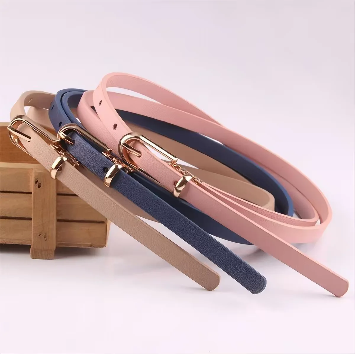 1PC Fashion Black White Gray Women Belts Thin  Waistband Pin Buckle Adjustable Belt Summer Dress Jeans Strap Pu Belts