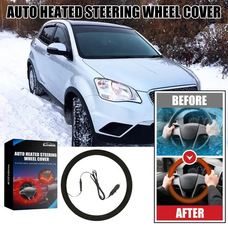Universal Car Steering Wheel Cover Car Fast Heated Steering Wheel Cover Warming Winter Hand Steering Wheel Protector Warm Hands