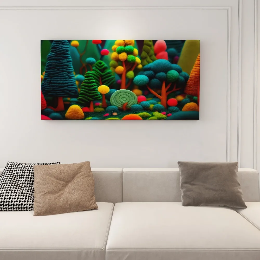 لوحة فنية جدارية من القماش على شكل شجرة خضراء تجريدية، ملصق مزخرف باللون الأخضر الفاتح، مناسب للداخلية، إطار من خشب الصنوبر الصلب بسمك 1.5 بوصة