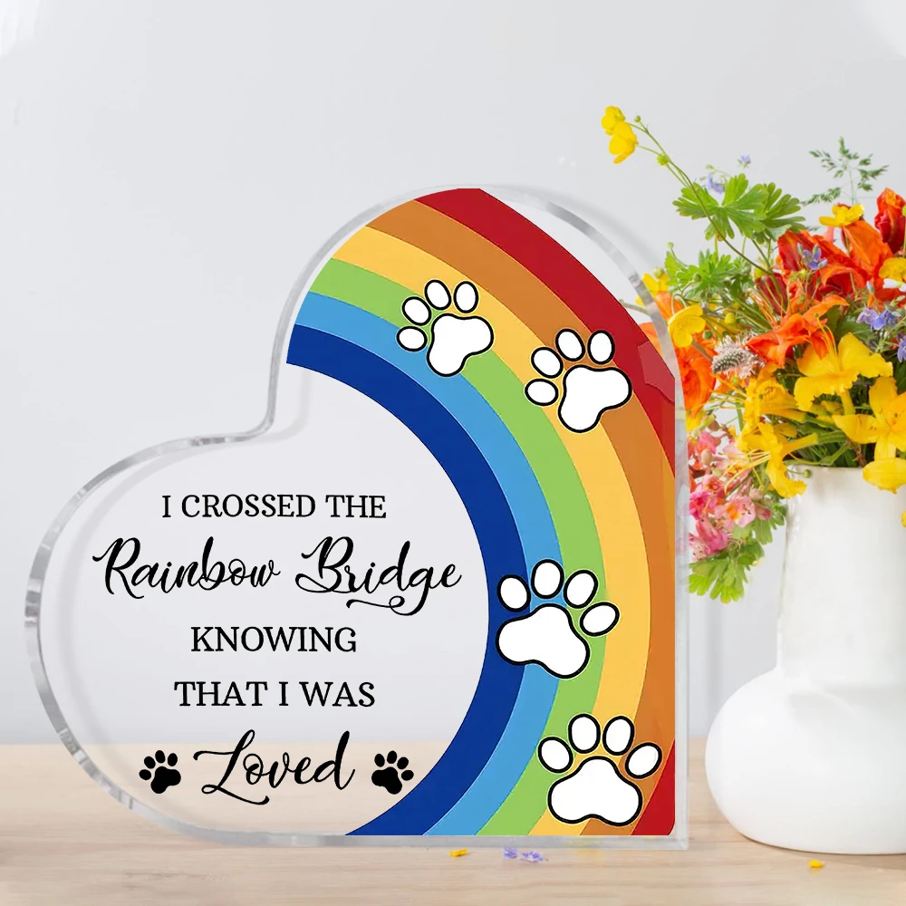 1 قطعة الحيوانات الأليفة التذكارية الاكريليك قوس قزح جسر الكلب هدية ، هدية البهجة لتذكاري فقدان الحيوانات الأليفة ، هدية الاهتزاز للكلاب والقطط