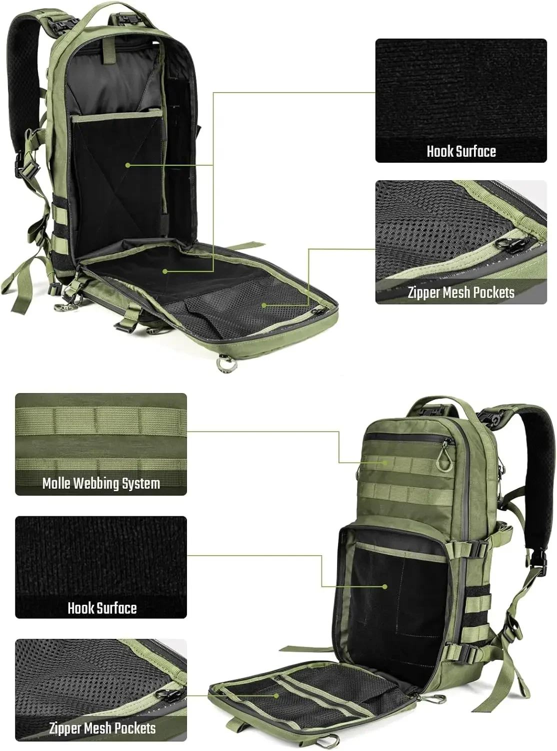 حقيبة ظهر ModCase B2 Ultimate EDC التكتيكية، سعة 14 لترًا، حجرة كمبيوتر محمول مضادة للصدمات، مقاومة للماء، نظام مولي #5