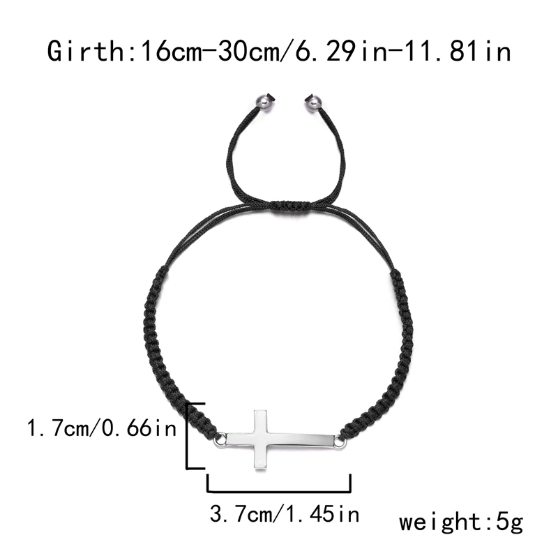 Hip Hop Edelstahl Kreuz geflochtenes Armband für Frauen Männer rot schwarz einfaches Paar verstellbare Handgelenk Armreif Christian Souvenir – Detail 22