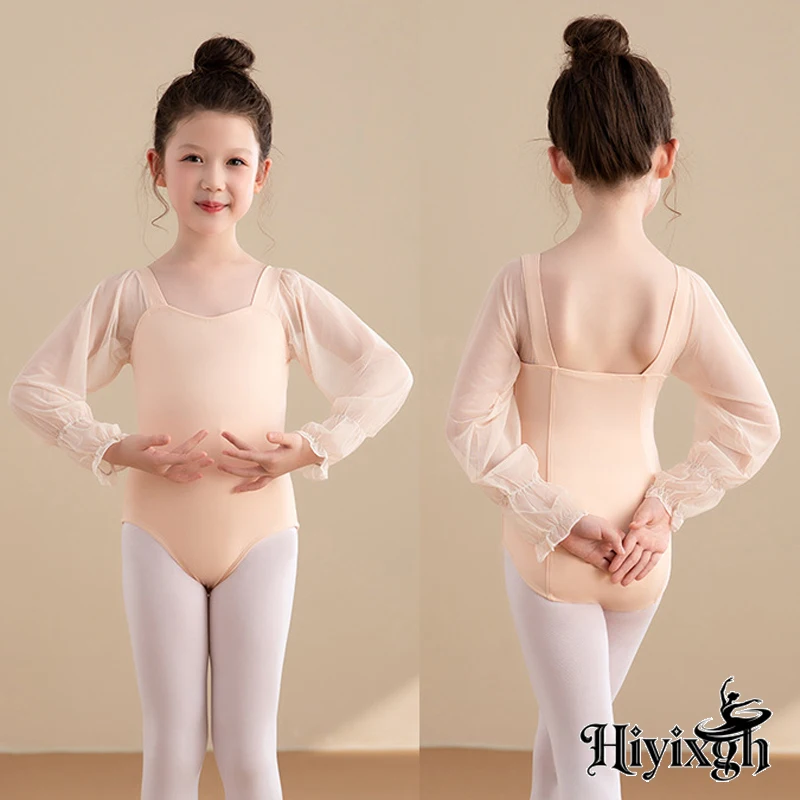 

Cute Child Baby Ballet Long Sleeve Leotard Dancewear Mesh Sleeve Gym Dance Bodysuit Tops Girls Dancer Costumes
