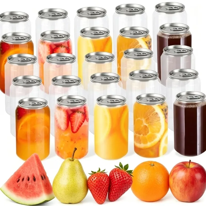 330Ml/11.16Oz Pull Ring Cans with 8 Aluminum Pull Ring Lids, Refrigerable Containers for Drinks, Fruits & Dairy Products