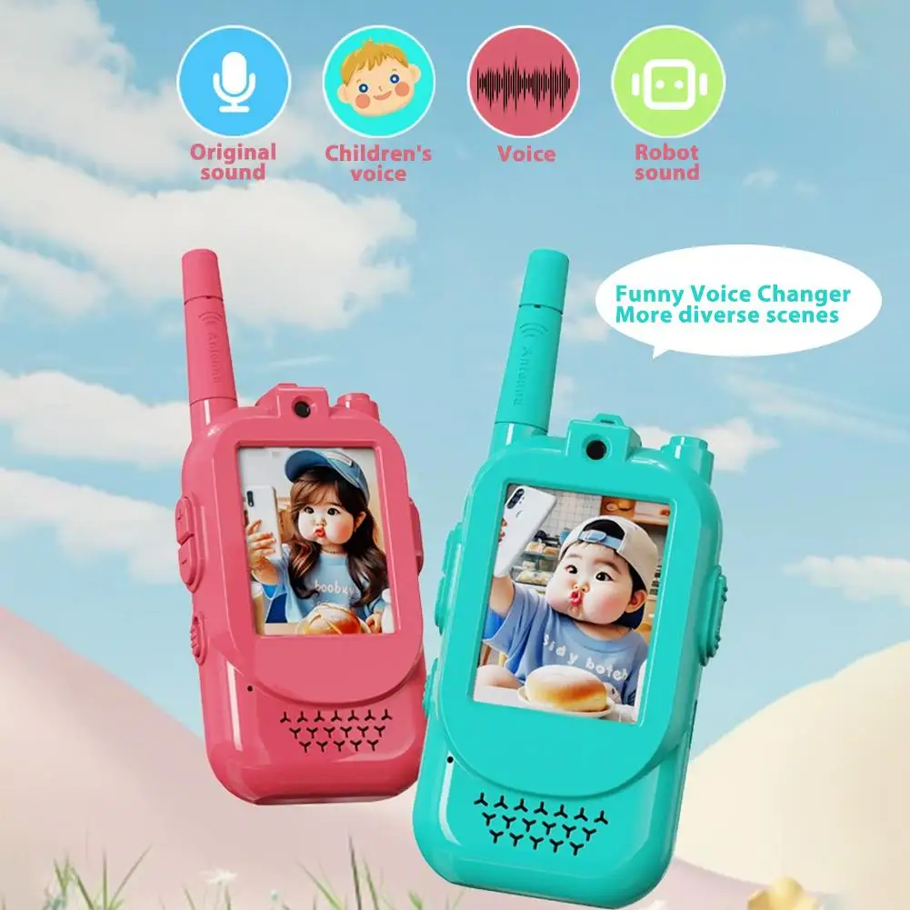 كاميرا فيديو لاسلكية للأطفال بشاشة 2.0 بوصة عالية الدقة من النوع C قابلة لإعادة الشحن IP55 مقاومة للماء لعبة راديو ثنائية الاتجاه هدية للأولاد والبنات