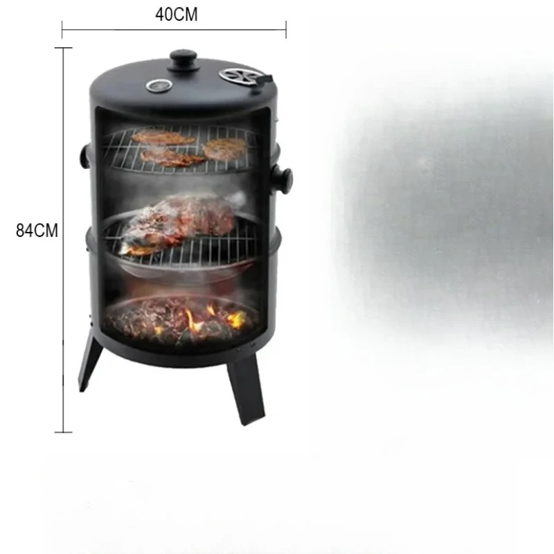 

Portable Folding 3 In 1 Charcoal Grill Smoker 3‑Story Tower