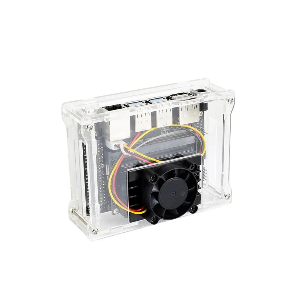 16566 JN Case (A) Acrylic Shell with External Cooling Fan & WiFi Card Slots for DIY Electronics Projects