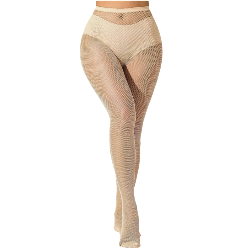 Calze a rete traspiranti Calze beige da donna Lingerie erotica Collant alti alla coscia femminile Collant a vita alta da donna estiva