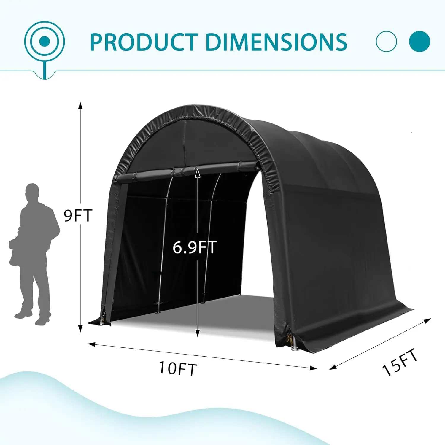 Mellcom Carport 10 X15 Ft Heavy Duty, Portable Garage With All-Steel Metal Frame And Round Style Roof, Anti-Snow Car Canopy