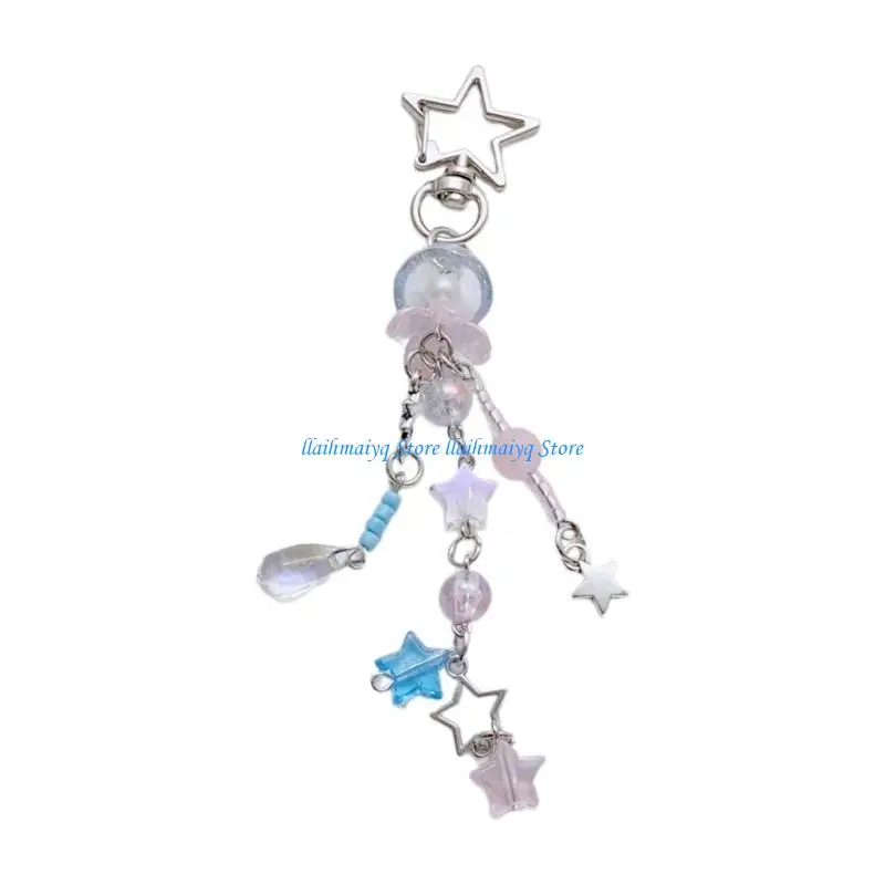 573B Elegant Star Shaped Flower Bead Phone Cord Stylish Multipurpose Bag Charm Pendant and Phone Lanyard Craft Supplies