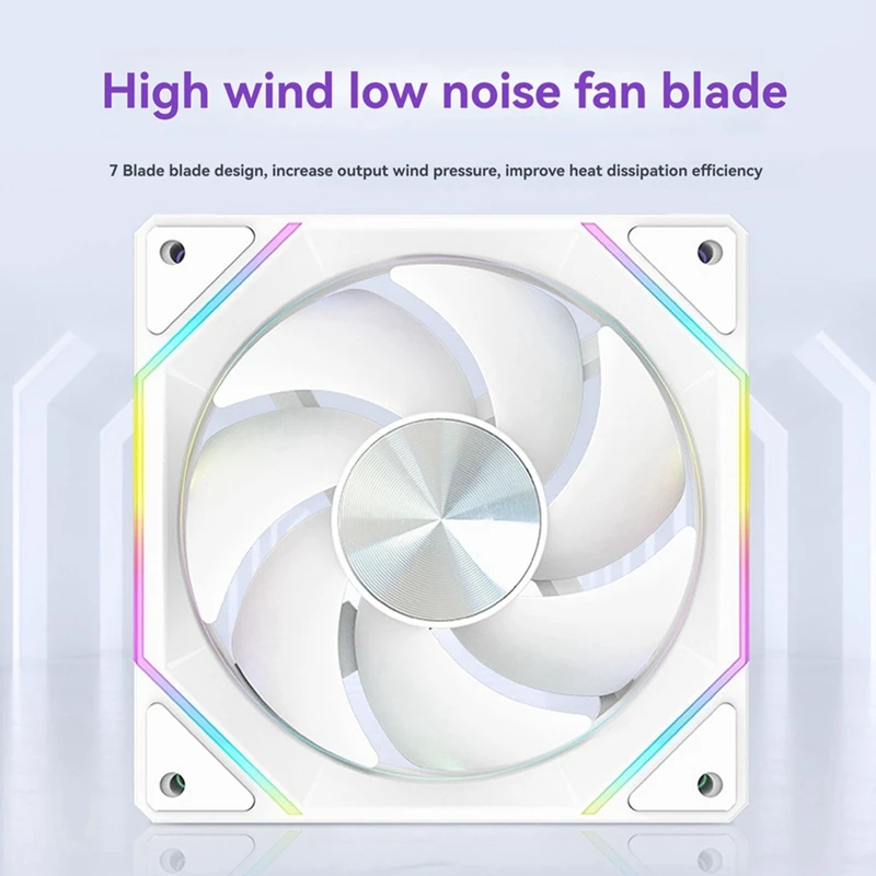 Mirror Fan RGB 120Mm High Airflow PC Fans Ultra-Quiet PWM Speed Control Enhanced Airflow Without Controller-B12B