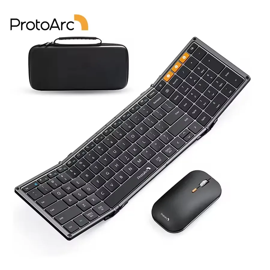 

ProtoArc XKM01 Tri-Fold Bluetooth Wireless Keyboard and Mouse Combo Protable Slim 2.4g Full Size 105 Key Foldable Keyboards