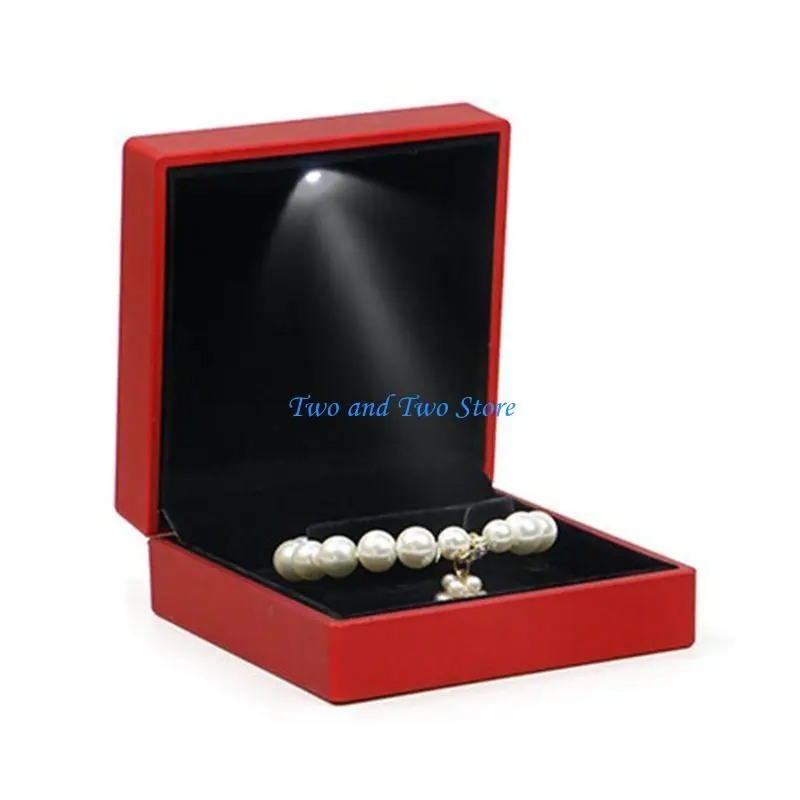 HX6F Luxury Bracelet Box Square Wedding Pendant Ring for Case Jewelry Gift Box with L