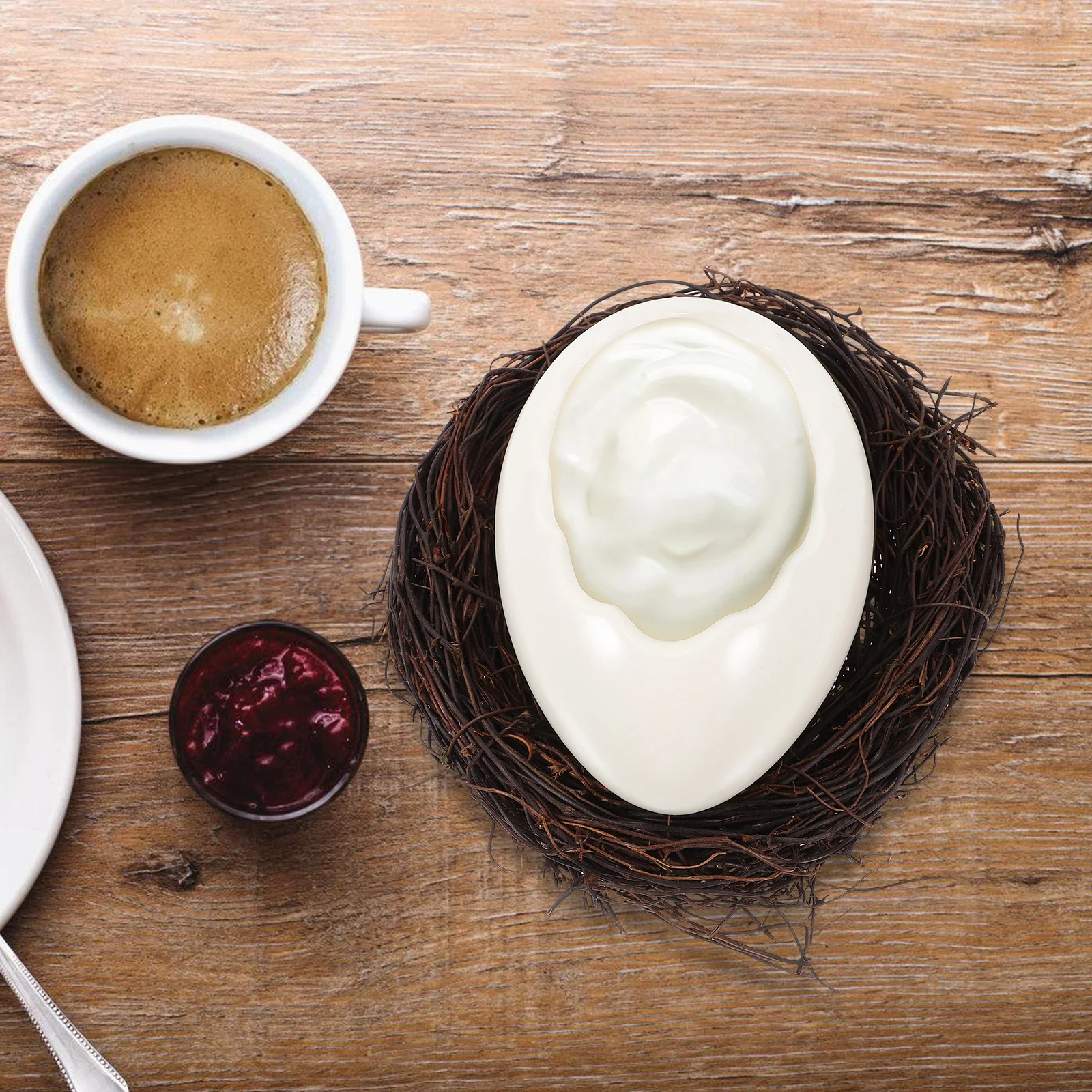 

Ceramic Eggshell Shaped Dessert Bowl Bird Nest Style Large Capacity Serving Bowl for Cold Drinks Bbq Instant Noodles Food