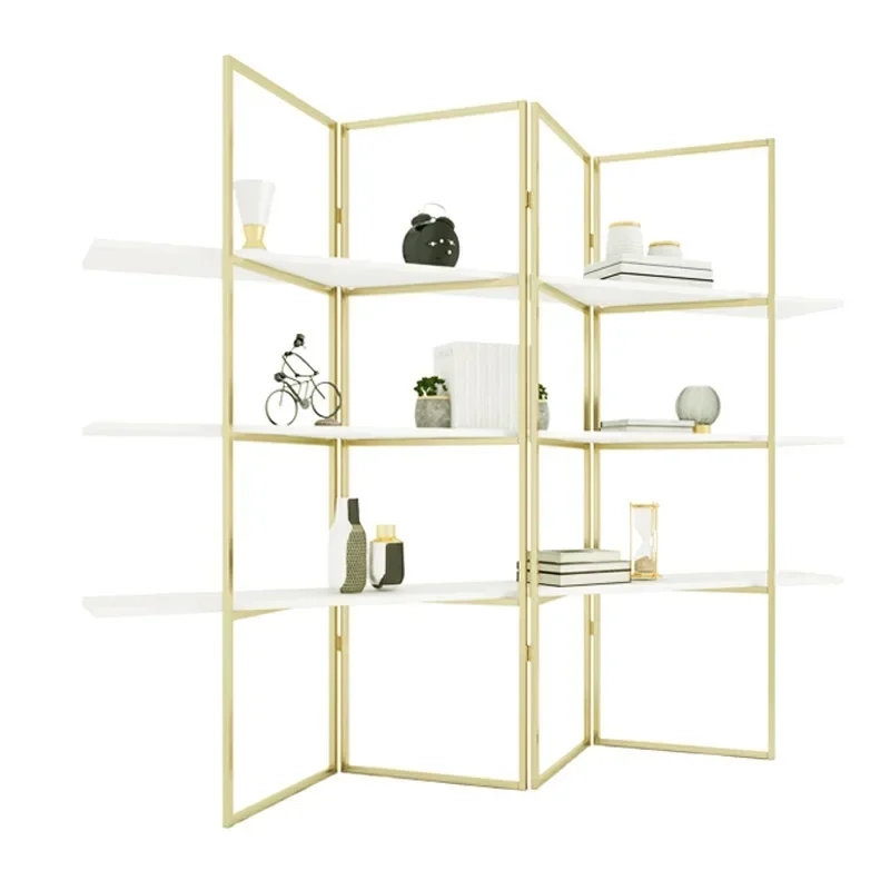 Gold Screen,Wrought Iron Partition Storage Rack Office Floor Display Rack Nordic Living Room Entrance Assembly Rack