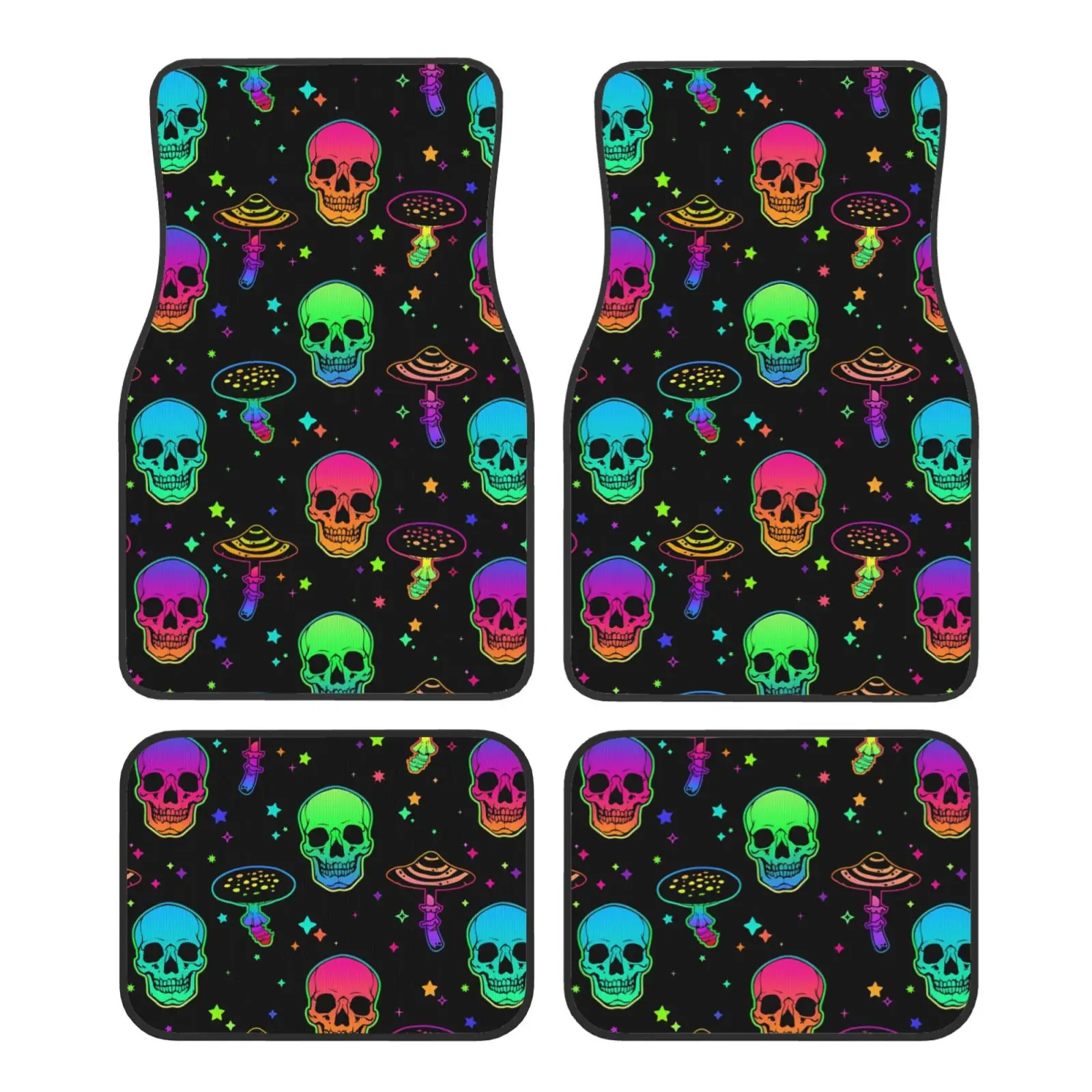 

Psychedelic Mushroom Skull Pattern Car Carpet Four Season Vehicle Carpet Durable Non Slip Full Coverage Mats Easy To Clean