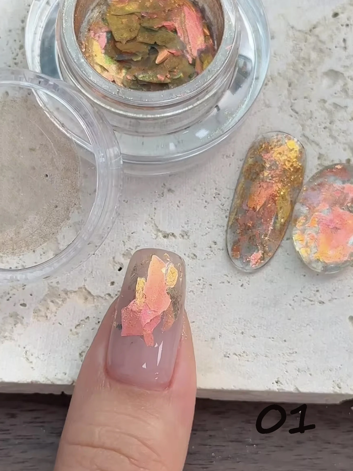 1 قطعة من أورورا الملونة أوبال مسمار الفن مسحوق بريق DIY مسمار الفن الساحرة هدية عيد الميلاد #2