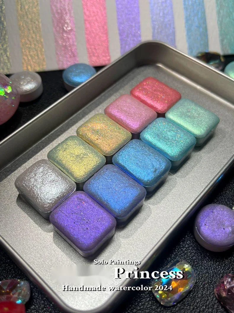 

Princess | Macaron Laser Pearlescent Watercolor | English Calligraphy | Pointillism And Embroidery Painting