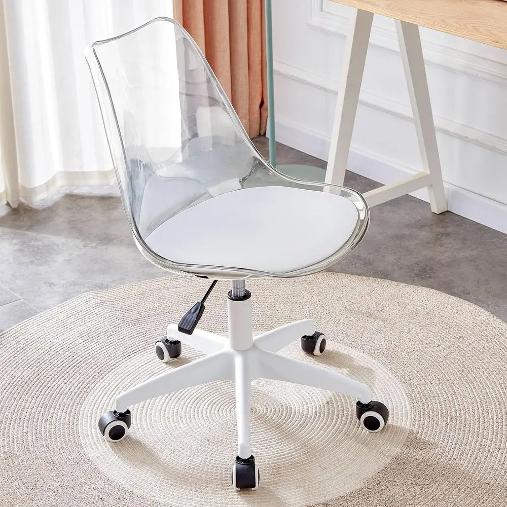 

Acrylic Clear Desk Chair ern Home Oice Chairs with Wheels Cute ArmlRolling Vanity Plastic Chair with Adjustable Height (Clear)