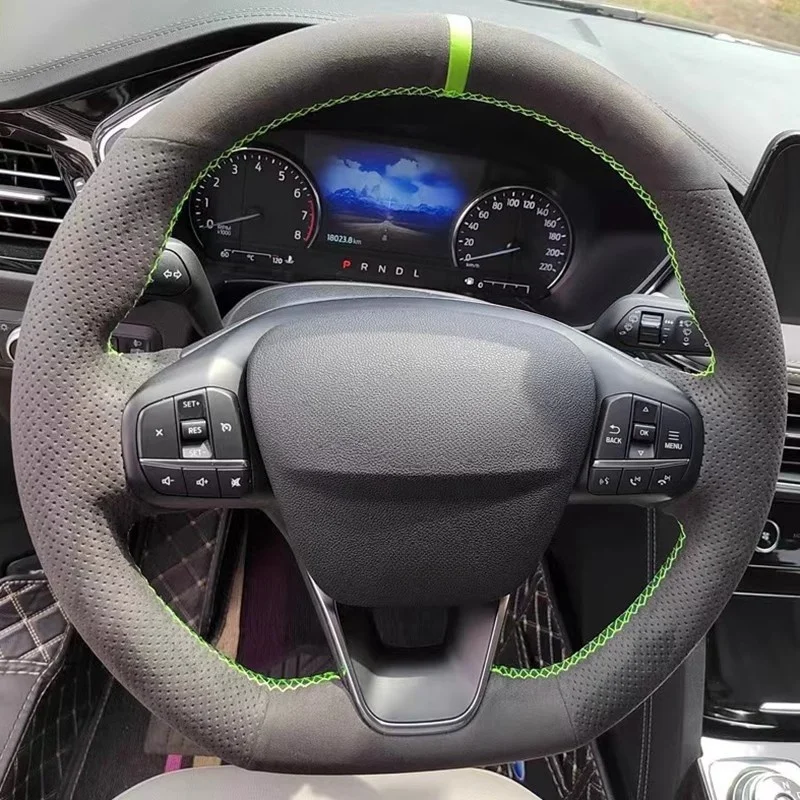 

DIY Hand Sewing Black Suede Non-slip Car Steering Wheel Cover For Ford Focus 4 Escape 2019 2020 Fiesta Tourneo 2018-2020 Escort
