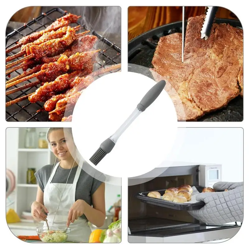 Basting Pastry Brush Kitchen Sauce Brush BBQ Silicone Oil Brush Kitchen Gadget Oil Brush Dishwasher Safe for Cooking Baking