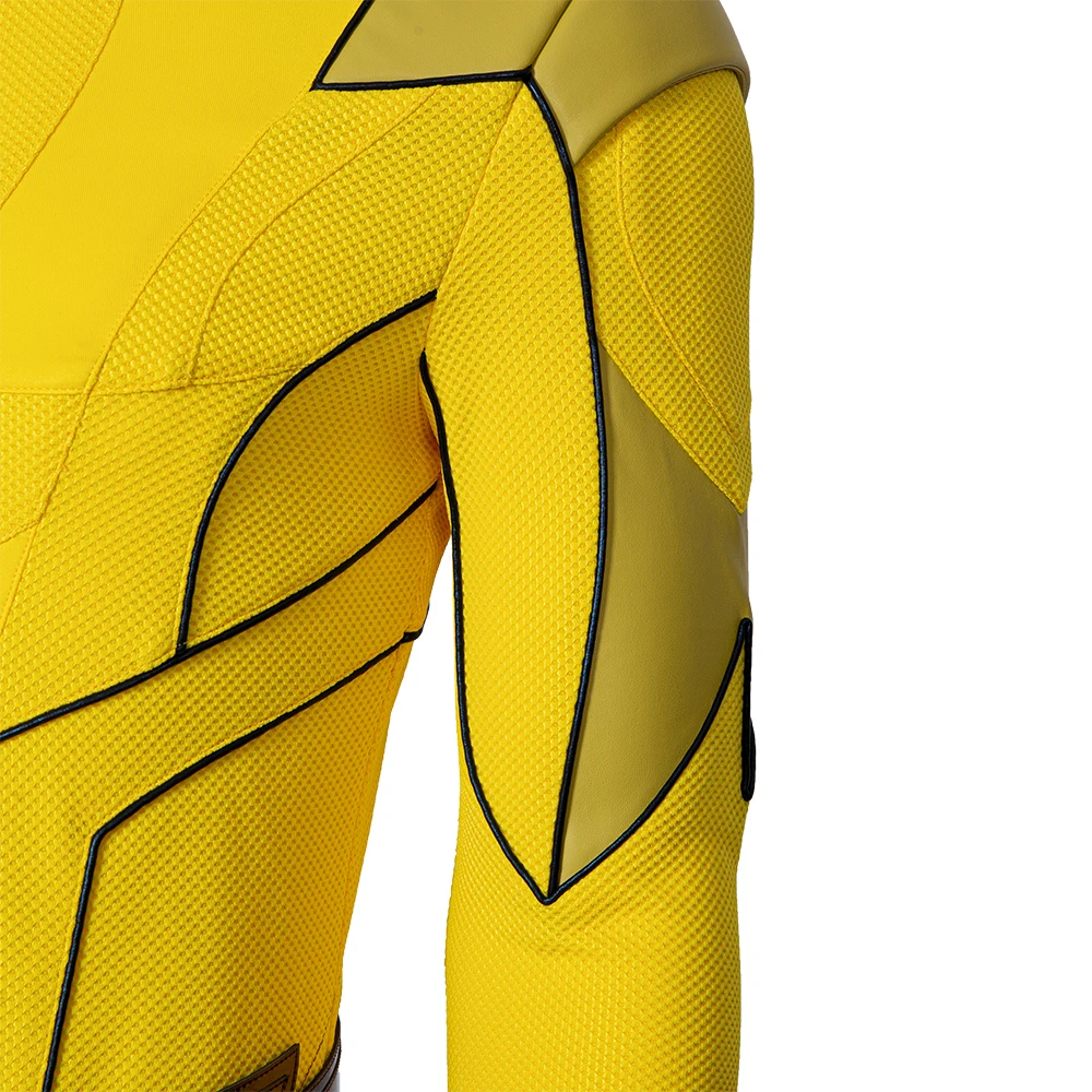 أزياء الهالوين الأصفر باري ألين التأثيرية للرجال Zentai معركة البدلة الزي بذلة قناع حزام قفازات مجموعة كاملة مصنوعة حسب الطلب