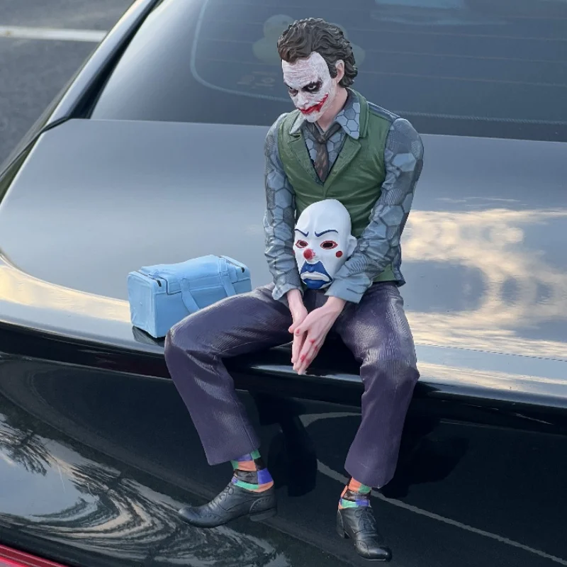 Hot 27cm Movie Joker Heath Ledger Clown Sitting Doll Car Doll Car Rear Roof Pendant Car Rear Exterior Ornaments Kids Toys Gifts