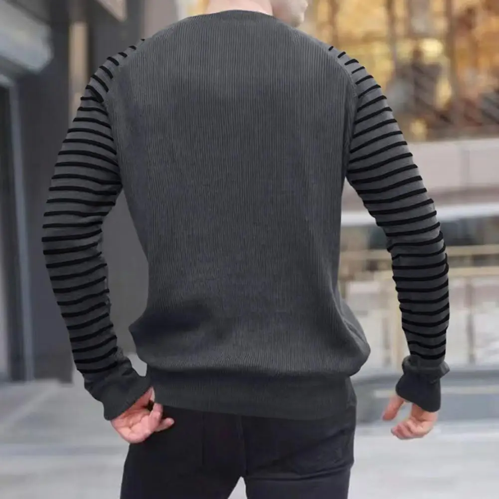 Pull Chic pour hommes, coupe 3D, extensible, automne, hauts simples, décontractés, couleur Pure, T-shirt à rayures