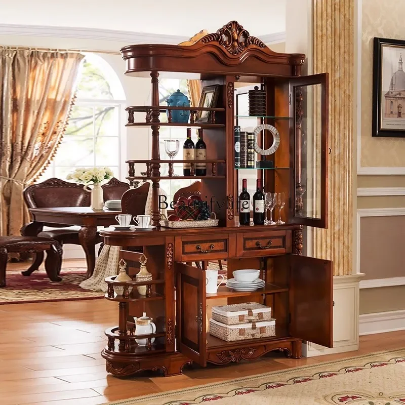 FG17American solid wood room partition entrance shoe cabinet integrated European double-sided screen wine cabinet