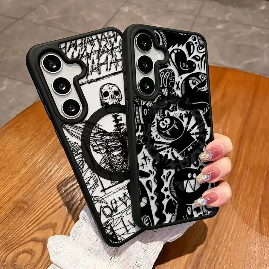Monster Skeleton Print Cover Magnetic Phone Case for Samsung Galaxy A57 A36 A26 A17 A55 A54 A35 A56 A27 M17 A37 A16 A15 A25 F17