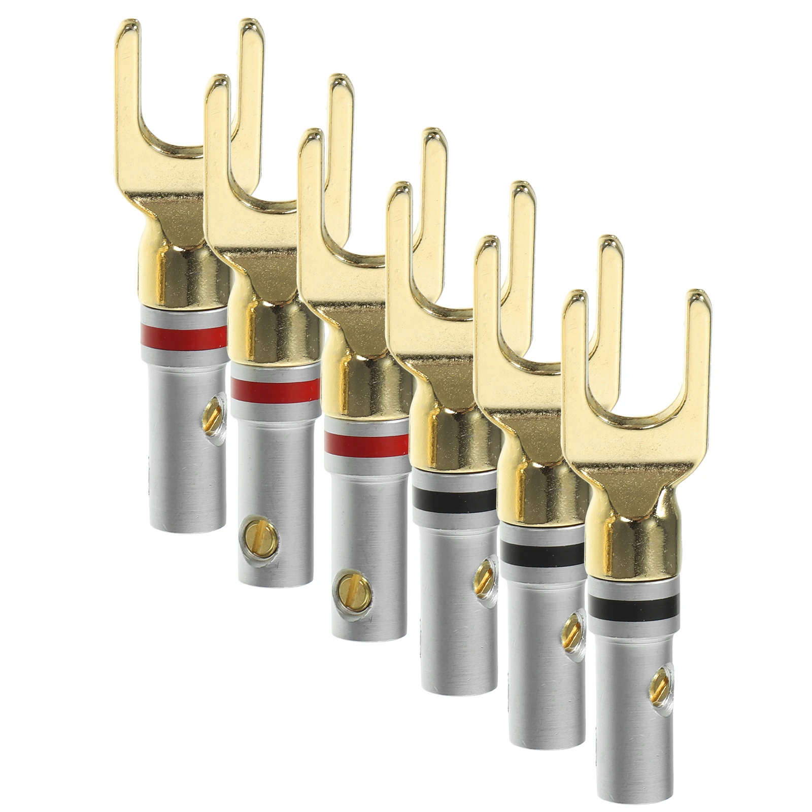 

6pcs Speaker Cable Connectors Gold Plated U Shaped Plug Banana Fork Adapter Spade Terminal DIY Audio Car Electronics
