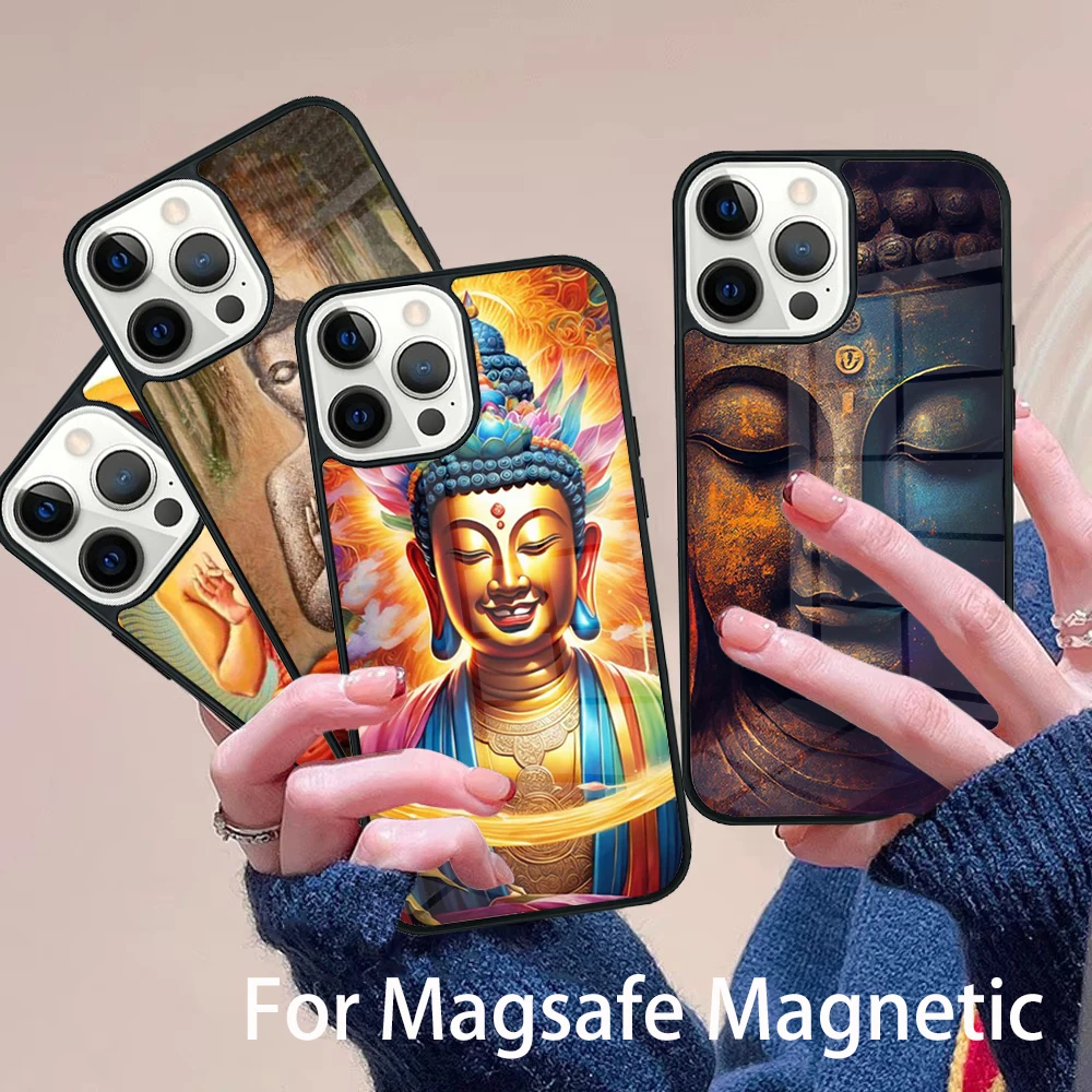 

Buddha Phone Case Magesafe Magnetic Wireless Charge Cover For IPhone 16 11 12 13 14 15 Pro Max Plus Mini