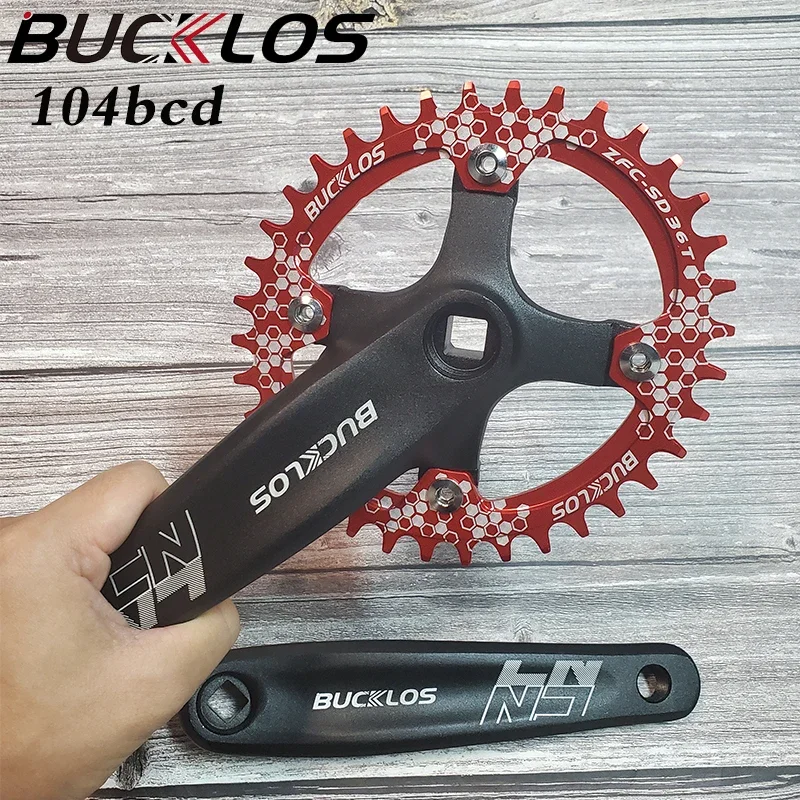 

BUCKLOS 104BCD MTB Bike Crankset Aluminum Alloy 170mm Crank Narrow Wide Chainring 32/34/36/38/40/42T Bicycle Crankset Part