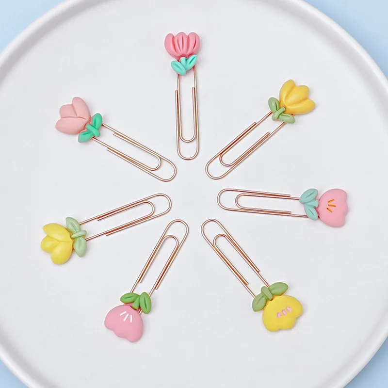 

12 pcs Flower Shaped Bookmarks Cute Cartoon Metal Page Clips Kids School Office Supplies Decorative Stationery Students Teachers