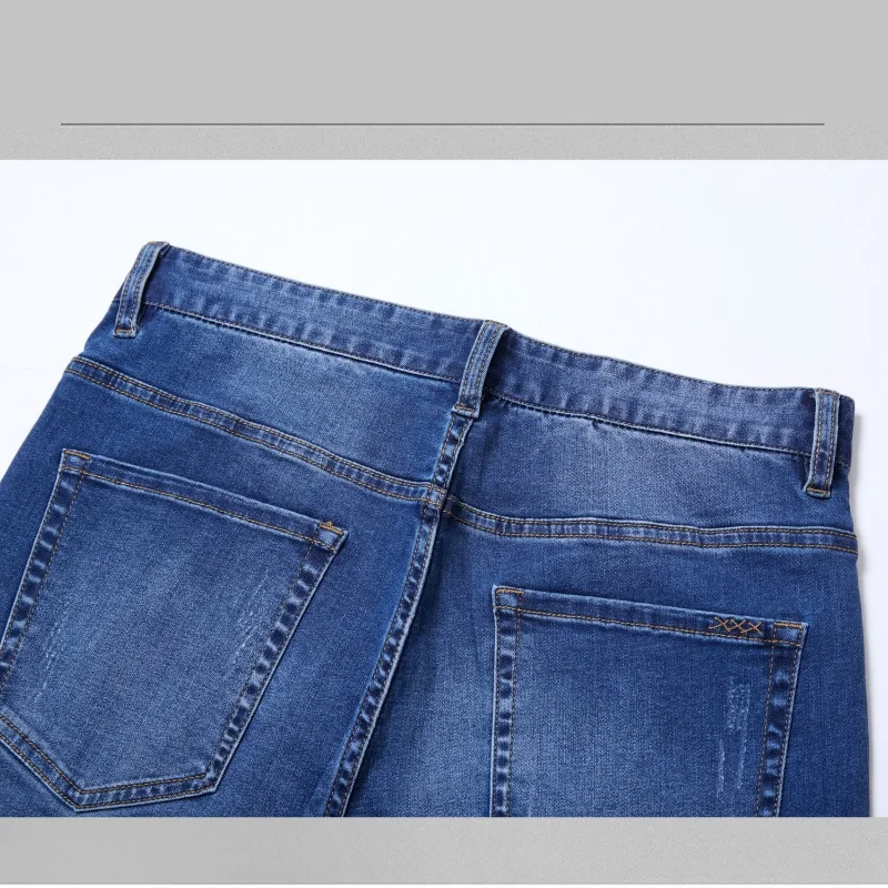 2026 Summer 73% Cotton Jeans mens Straight Fit Little Stretch Casual Denim Jeans for Man Pants Classic Trousers