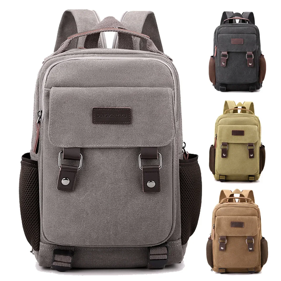 Small Mens Backpack Canvas Casual Backpacks for Men 2024 Mini Male School Bag Rucksack Man Multi-function Crossbody Bag Travel