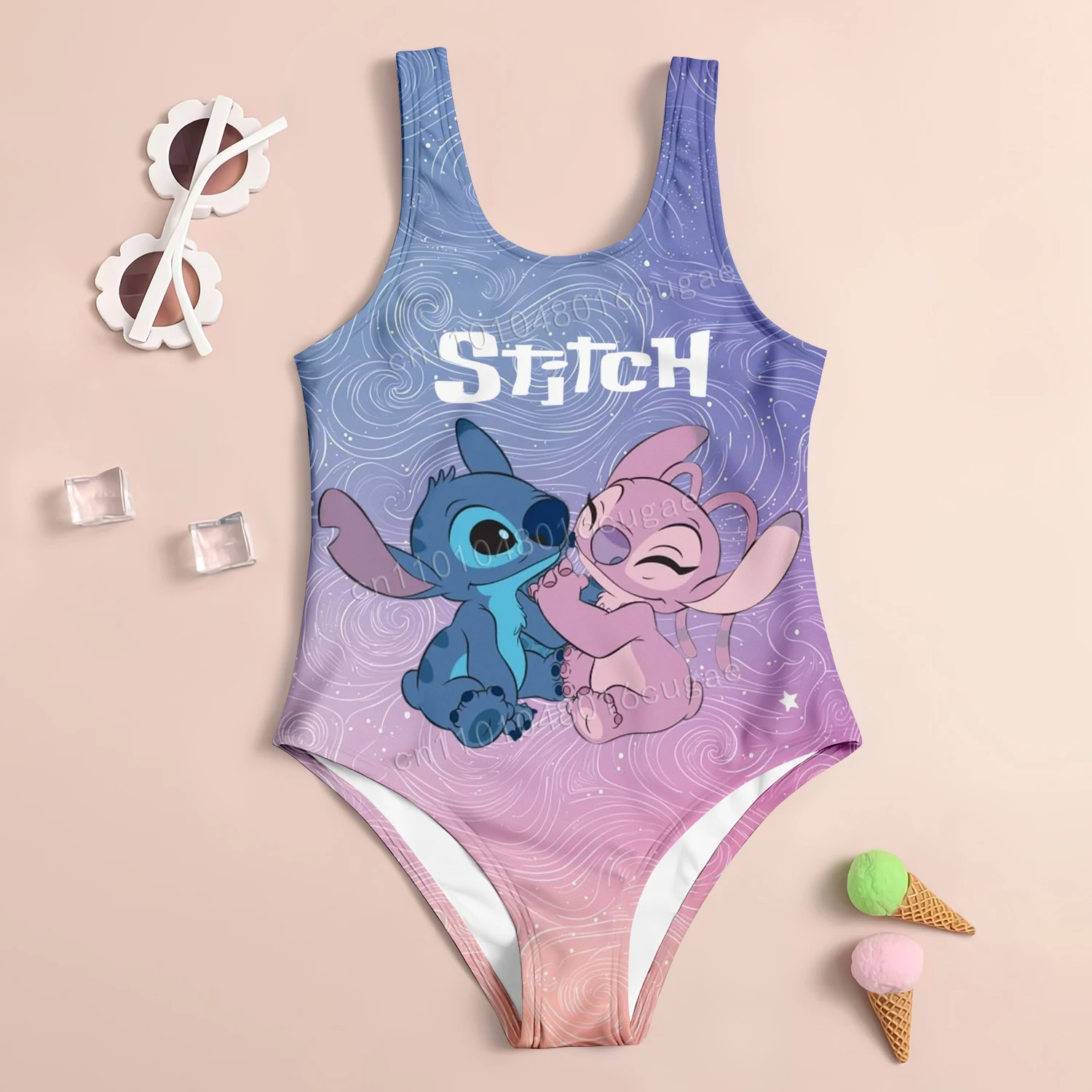 جميل ليلو وستيتش الرسوم المتحركة ملابس السباحة فتاة الشباب لطيف مريح قطعة واحدة ملابس السباحة الصيف الشاطئ الكرتون طباعة نمط ملابس السباحة #6