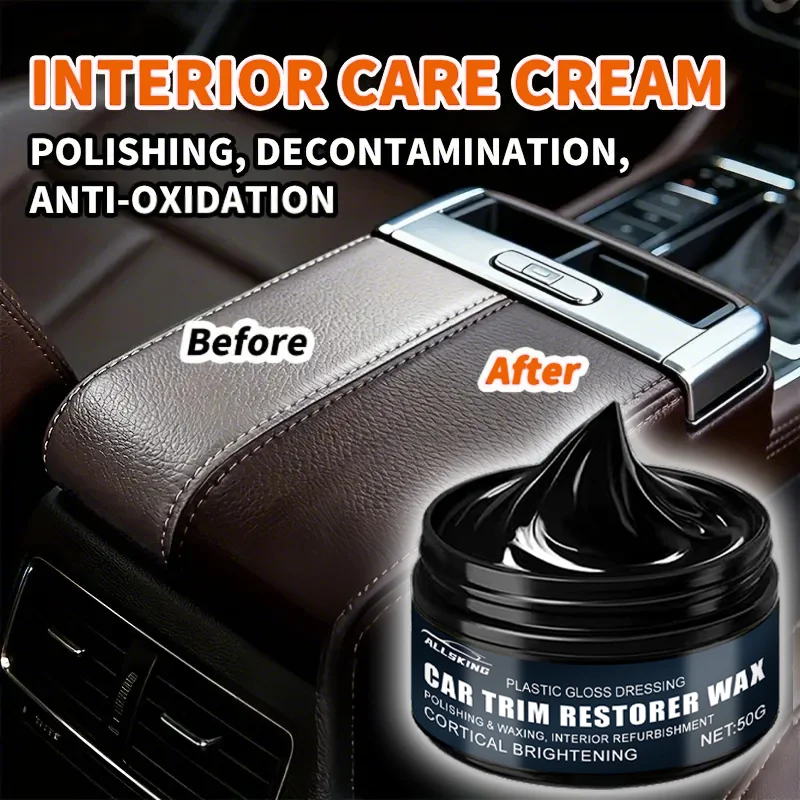 Rinnovatore e Lucidante per Plastica Auto – Cera Rinnovatrice per Pelle e Pannelli Auto, Agente Lucidante per Ripristinare la Lucentezza Nera
