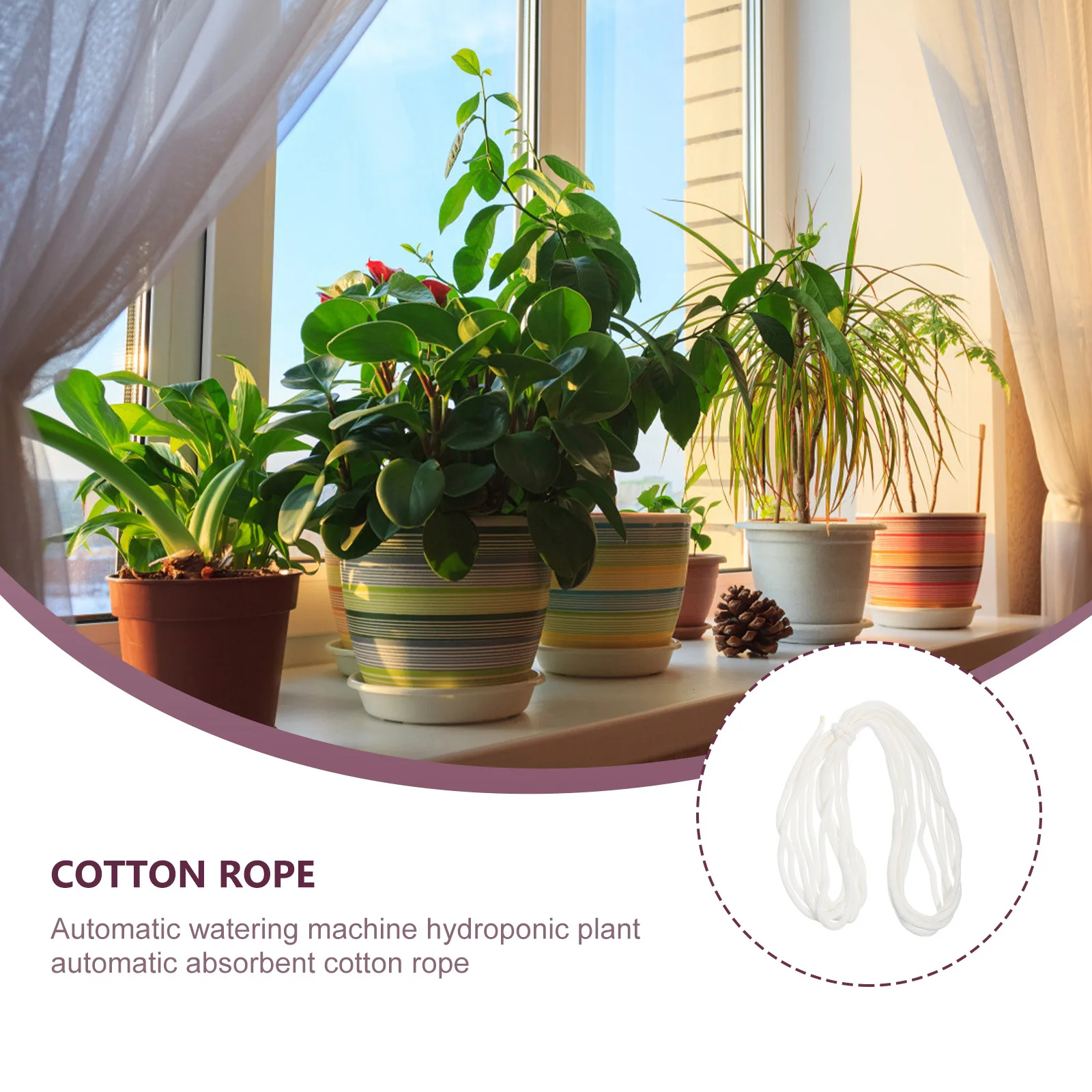 

1Pcs Automatic Watering Cotton Cord for Indoor Pots Absorbent Rope for Drought Protection and Easy Maintenance Cotton Rope