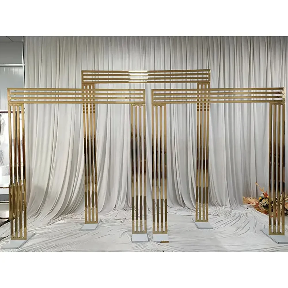 wedding door shape wedding gold metal backdrop stainless shinny materials wedding decoration decor