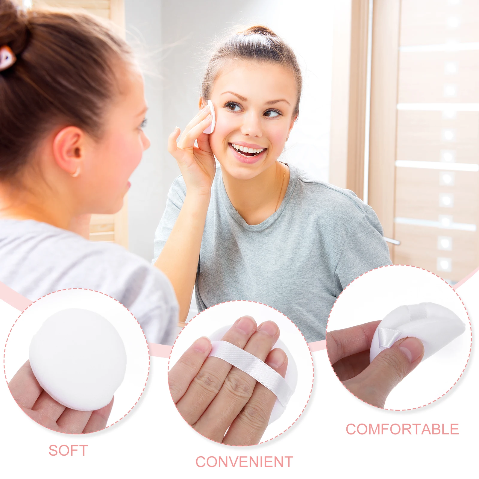 

20pcs Flocking Powder Puff Soft Crystal Velvet Mini Round White 60x12 Makeup Tools Face Cosmetics Women Salon