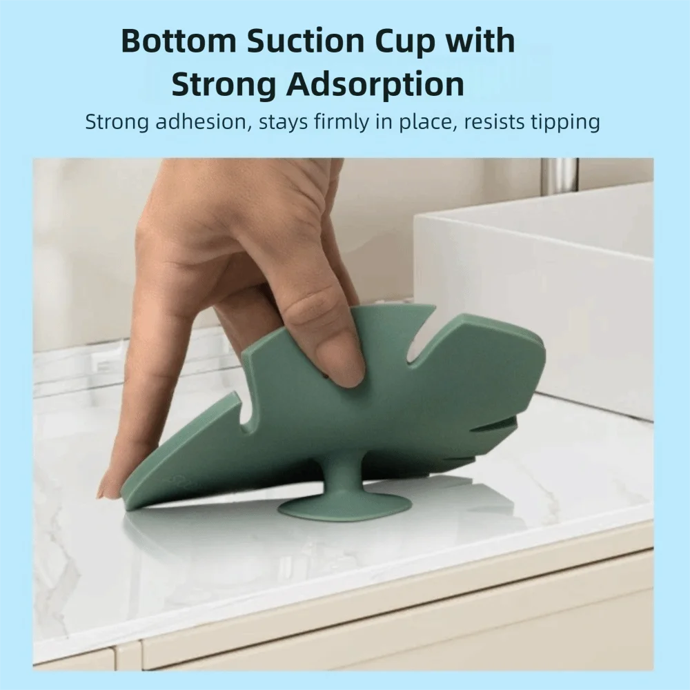 Leaf-shaped Makeup Brush Cleaner Anti-slip Easy to Clean Cosmetic Cleaning Pads Silicone with Suction Cup Brush Cleaner