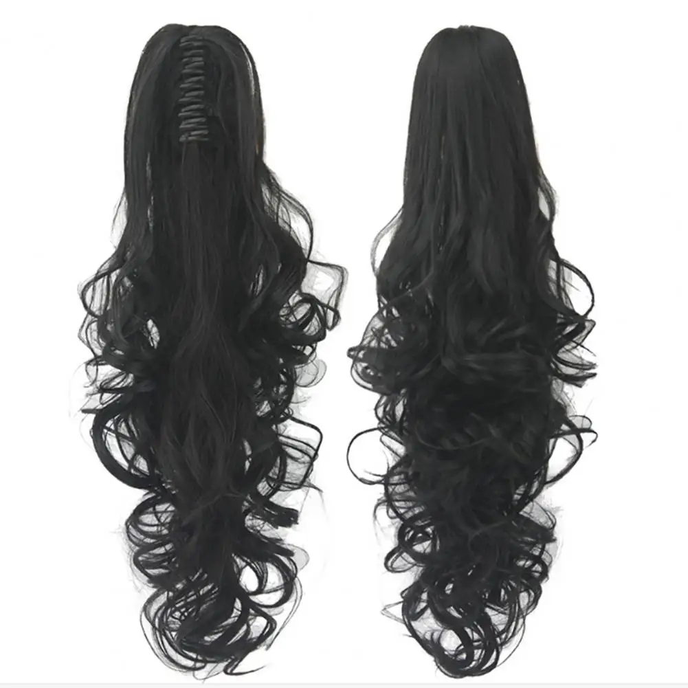 Wig panjang keriting wanita, rambut palsu Ponytail panjang 58cm, rambut palsu Ombre sintetis pirang keriting, Wig bergelombang bagian tengah gelombang tubuh