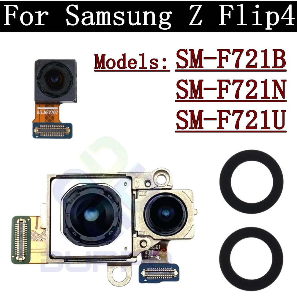 Rear Camera Flex Cable For Samsung Galaxy Z Flip4 F721 Flip 4 Front Selfie Facing Main Back Camera Glass Lens Parts