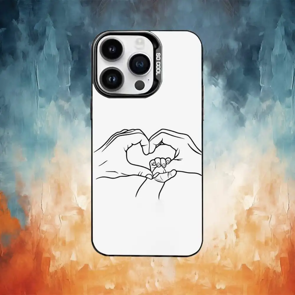 حافظة هاتف يدوية للأم والابن والابن لهاتف آيفون 17،16،15،14،13،12،11 بلس، برو ماكس غطاء مقاوم للصدمات من الحلوى السوداء غير اللامعة