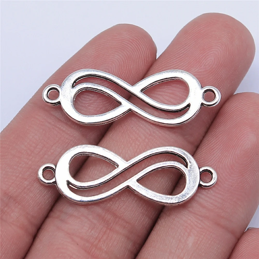 WYSIWYG 10pcs 33x12mm Antique Silver Color Infinity Symbol Connector Charms For Jewelry Making DIY Jewelry Findings