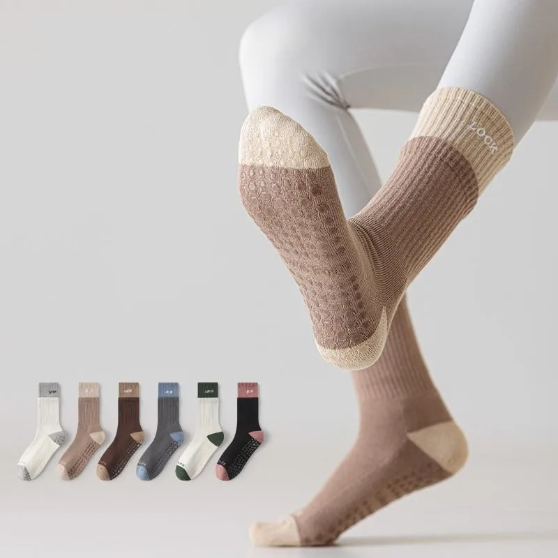 

Autumn Winter Yoga Socks Women Silicone Non-slip Indoor Fllor Gym Fitness Dance Sports Socks Terry Fabric Thermal Pilates Socks