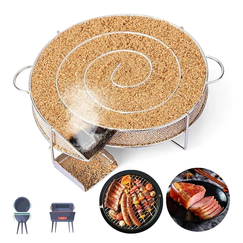 New Cold Smoke Generator Stainless Steel 304 Cold Smoke Generator for Smoker Oven Grill Up to 20 Hours Smoking With Handles