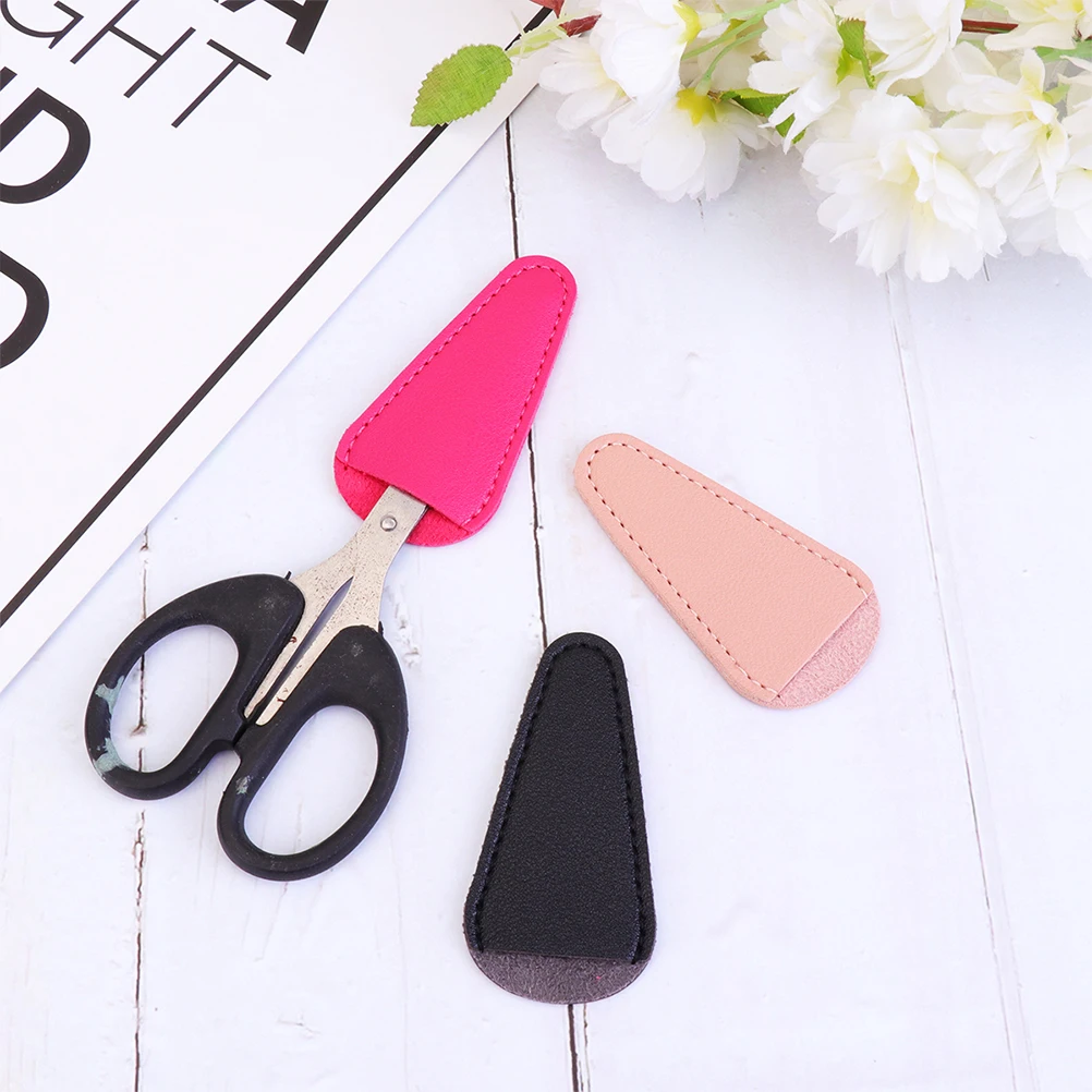 

6PCS Scissors Protective Cover Durable PU Material Safety Kids Nipper Cap Hair Stylist Beauty Tool Sleeve Makeup