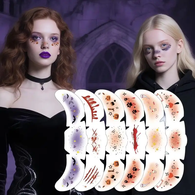 /JCS/6Pcs/Set Face-applied Makeup Tattoo Stickers With Various Patterns Atmosphere Sensation Stickers For Holiday Decoration